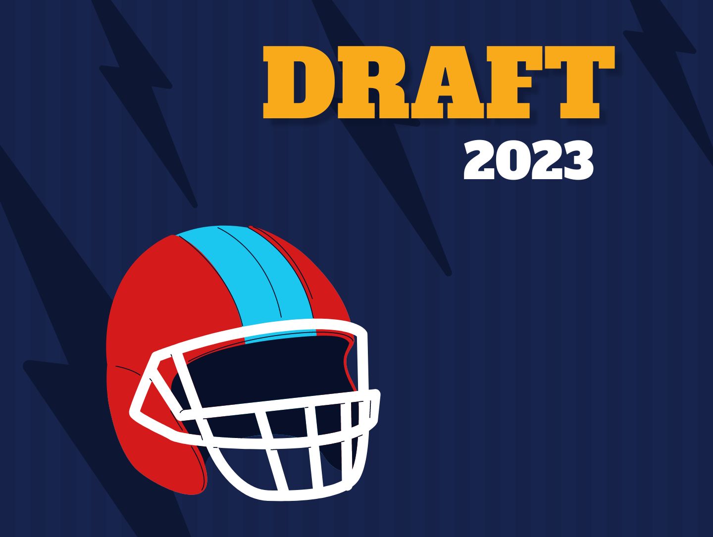 Imagebild für den Draft 2023, Schriftzug Draft 2023 und ein Football-Helm