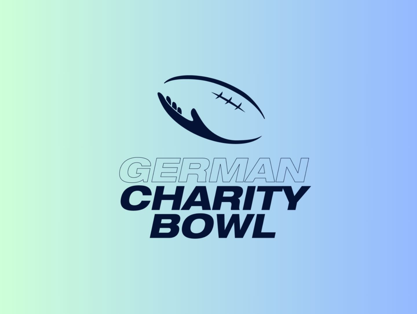 Das Logo des German Charity Bowl auf einem farbigen Hintergrund